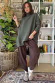 Charli Honeycomb Oversized Turtle Knit Khaki